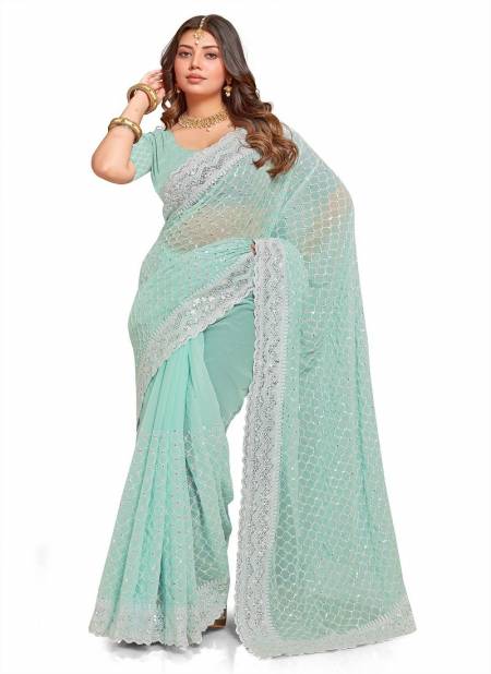 Sea Green Colour Anupama By Utsav Nari Embroidery Occasion Wear Saree Wholesale Online 2264