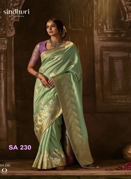 Sea Green Colour Apsara By Kimora Dola Silk Designer Saree Catalog SA 230