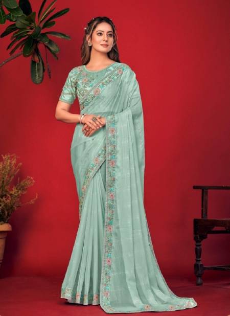 Sea Green Colour Charvi By Shashvat Fancy Embroidery Designer Readymade Blouse Saree Orders In india CR-13