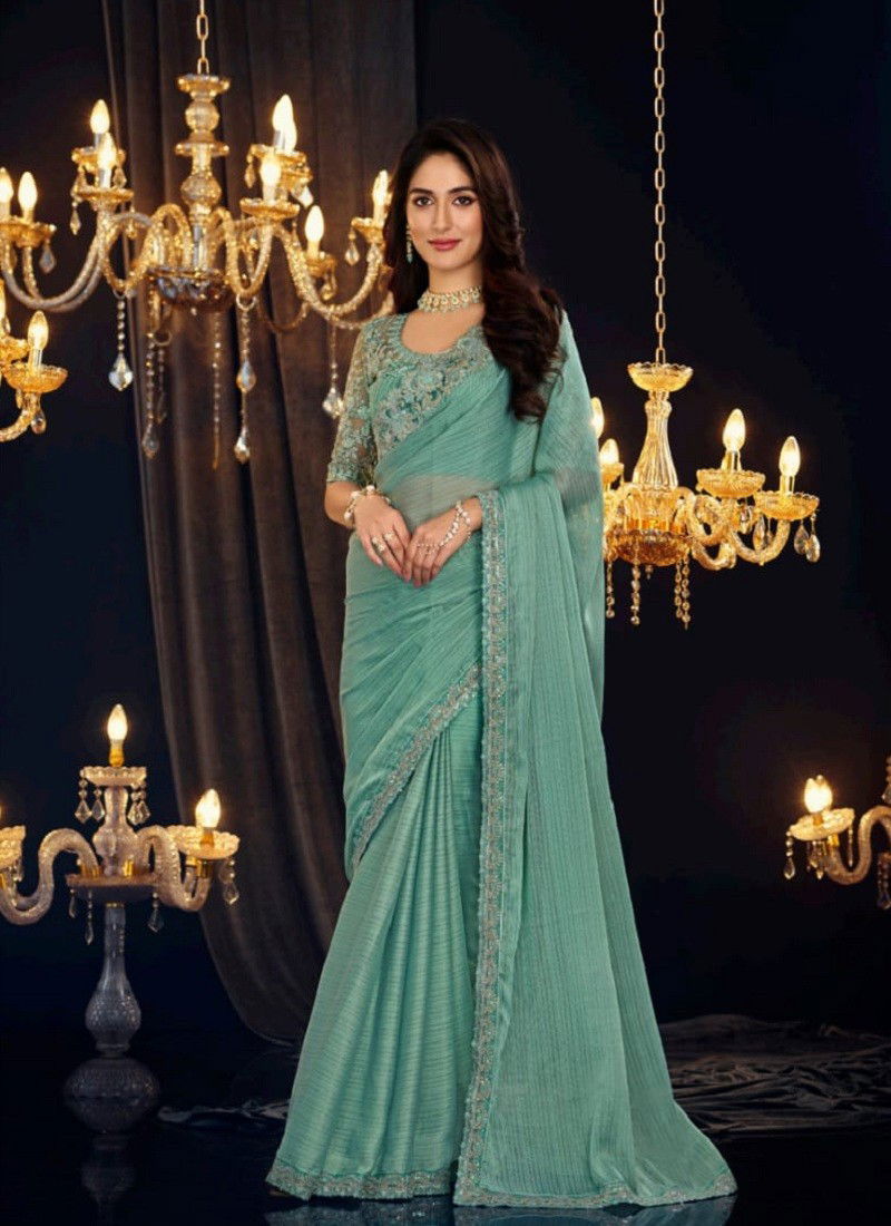 Sea Green Colour Elegance Vol 18 By Anmol Shimmer Georgette Designer Saree Wholesale Online 13007