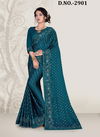 Sea Green Colour Fancy Latest Designer Festive Wear Heavy Coding And Siqvence Embroidery With Applique Flower Siramic hand Work Silk Saree Collection 2901