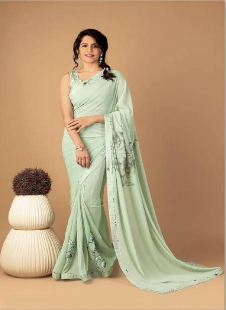 Sea Green Colour Feeza Vol 3 By Shashvat Digital Printed Designer Saree Wholesale Online 312