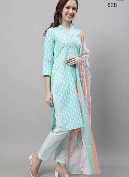 Sea Green Colour Gulabo By Rajnandini Cotton Salwar Suit Catalog 828