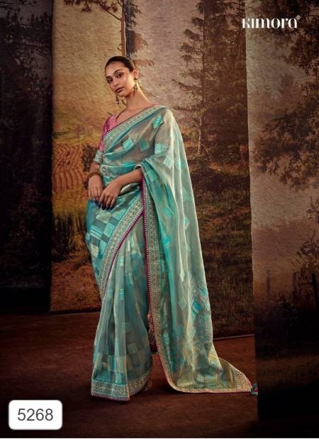 Sea Green Colour Kajal 13 By Kimora Fancy Soft Function Wear Designer Saree Catalog 5268