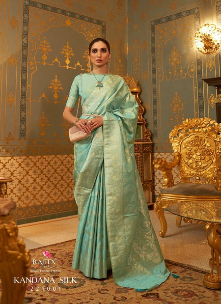 Sea Green Colour Kandana Silk By Rajtex Handloom Weaving Saree Suppliers In India 221001
