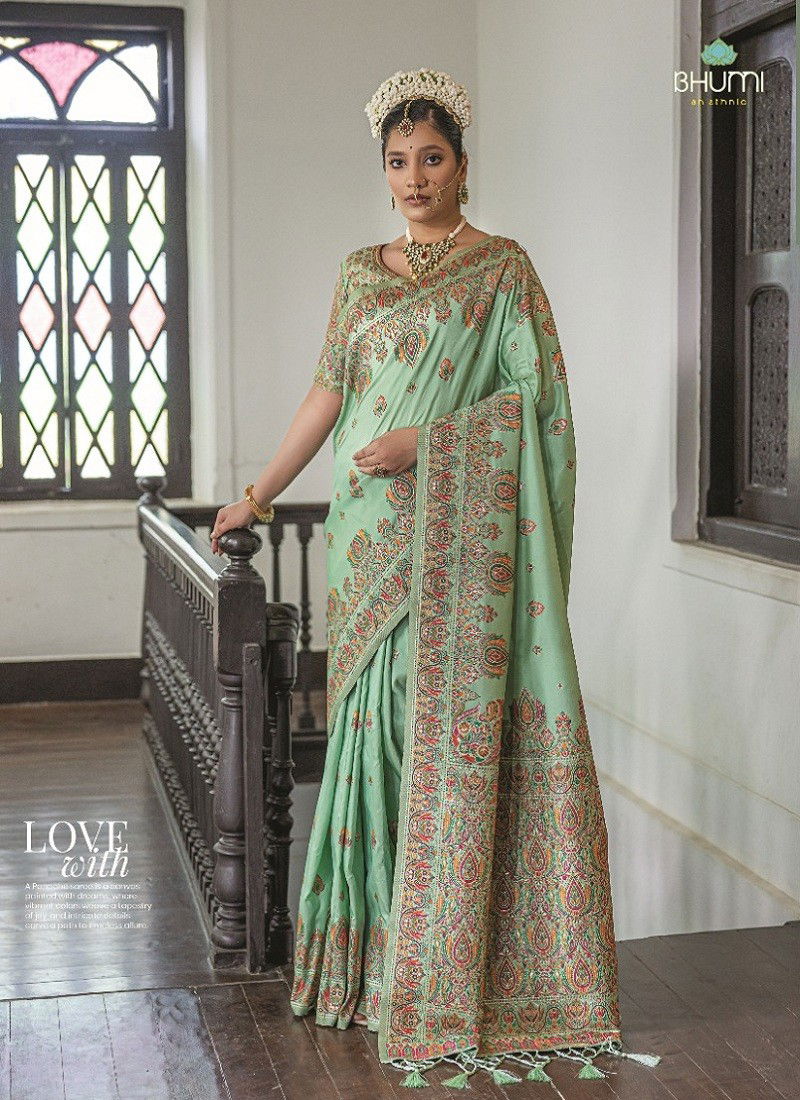 Sea Green Colour Kashmiri Pashmina By Bhumi Silk Saree Wholesale Shop In Surat 1506