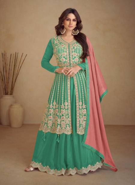 Sea Green Colour Kashvi By Gulkayra Real Chinon Readymade Suits Wholsale Price in Surat 7461-A