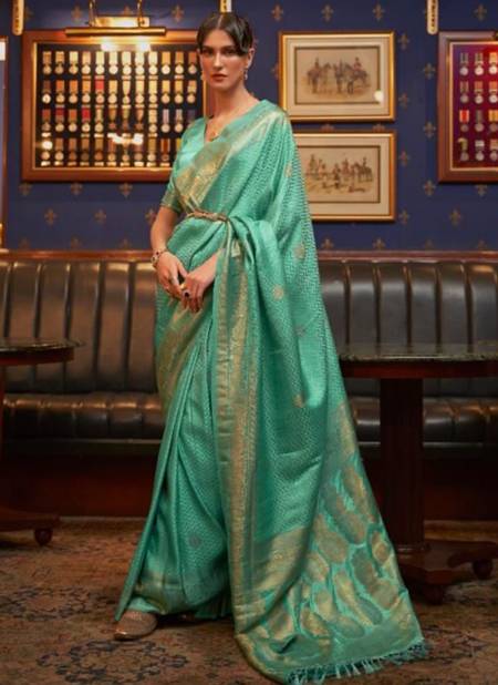 Sea Green Colour Kazel Silk Wholesale Festive Wear Silk Saree Catalog 231004
