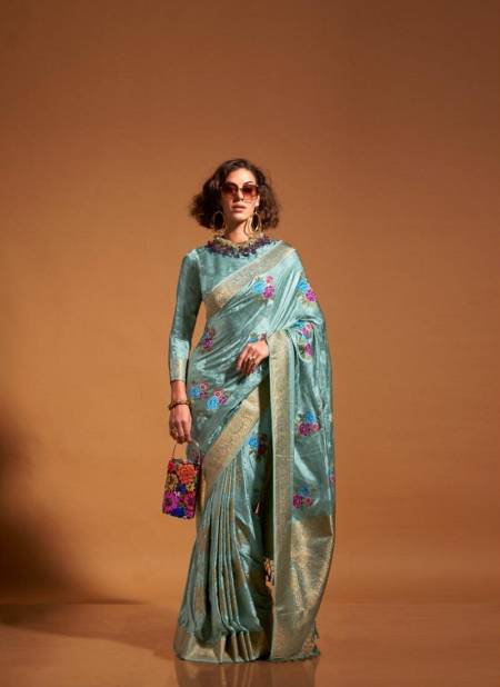 Sea Green Colour Khalissi Silk By Rajtex Wedding Wear Saree Exporters In India 360002