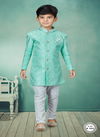 Sea Green Colour Kids Indo Western Sherwani Catalog K 552