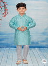 Sea Green Colour Kids Kurta Pajama And Indo Western Catalog K 721