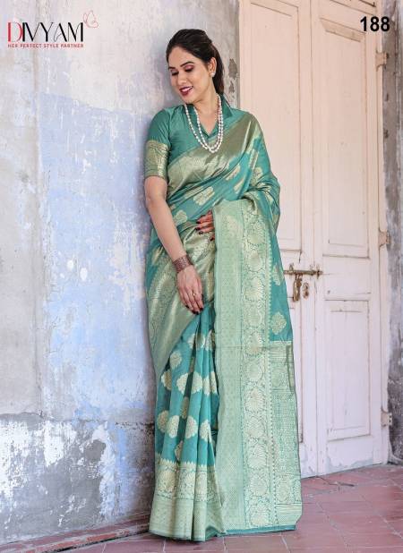 Sea Green Colour Kirti By Divyam Chanderi Silk Wedding Saree Wholesale Shop In Surat 188