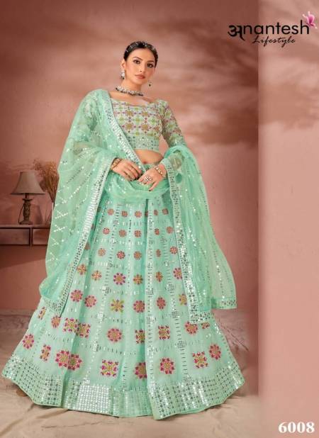 Sea Green Colour Maharani Vol 2 By Anantesh Georgette Wedding Wear Lehenga Choli Catalog 6008
