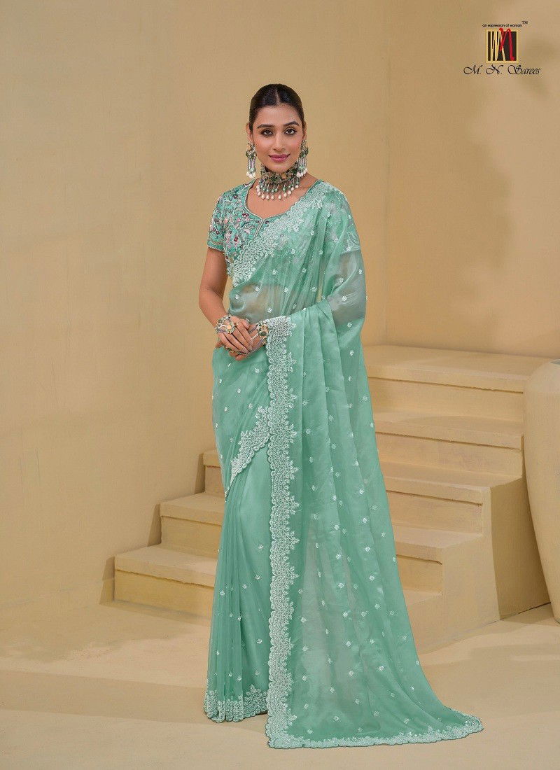 Sea Green Colour Mn 7500 Designer Saree Wholesale Clothing Distributors In Mumabi 7501