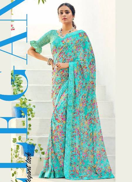 Sea Green Colour Modish Printed Wholesale Daily Wear Sarees 26307