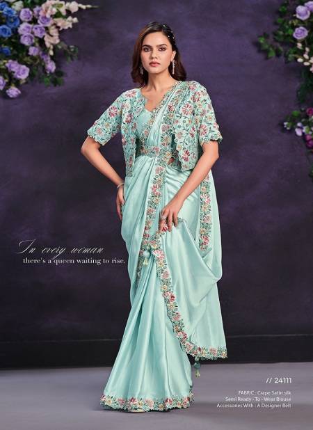 Sea Green Colour Mohmanthan 24100 Series Riona By Mahotsav Readymade Designer Saree Suppliers in India 24111
