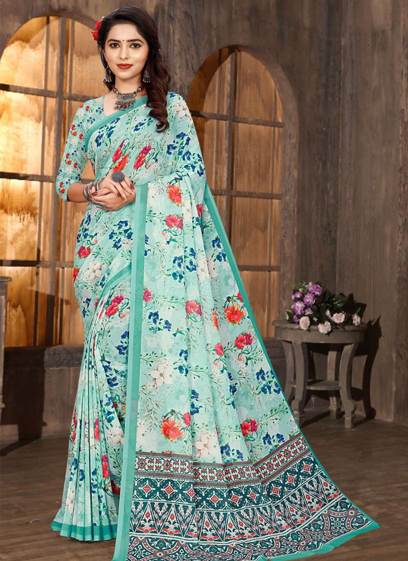 Sea Green Colour Mugda Digital Vol 2 By Mintorsi Printed Saree Catalog 5106