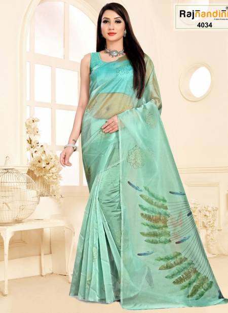 Sea Green Colour Nirja By Rajnandini Designer Saree Catalog 4034
