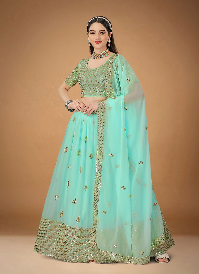 Sea Green Colour Noor By Biva 20011 To 20020 Party Wear Lehenga Choli Catalog 20011