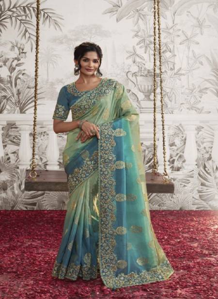 Sea Green Colour Noor By Sulakshmi Viscose Wedding Wear Designer Saree Catalog 8203