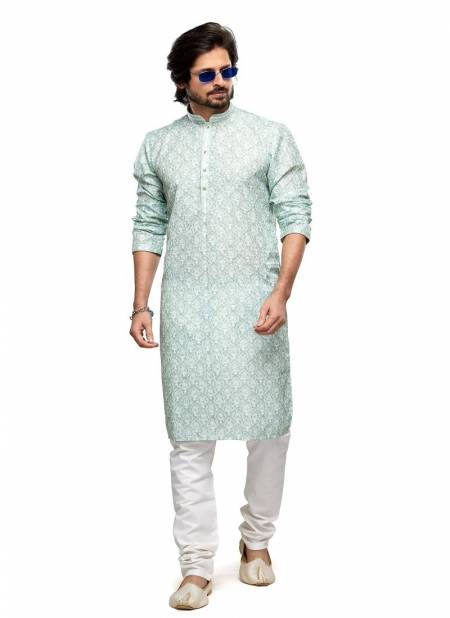 Sea Green Colour Occasion Mens Wear Designer Printed Stright Kurta Pajama Wholesale Shop In Surat 2532