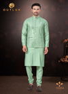 Sea Green Colour Outluk Wedding Collection Vol 19 Pure Silk Mens Modi Jacket Kurta Pajama Wholesale Online 19004