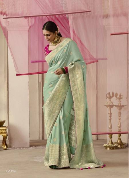 Sea Green Colour Premika By Kimora Dola Viscose Silk Weddding Wear Saree Wholesale Price In Surat SA-280