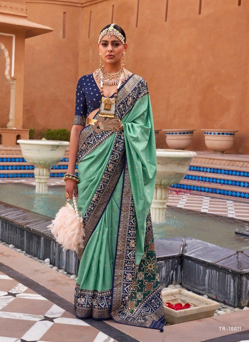 Sea Green Colour Pure Patola Vol 1 By Trirath Silk Saree Catalog 10011