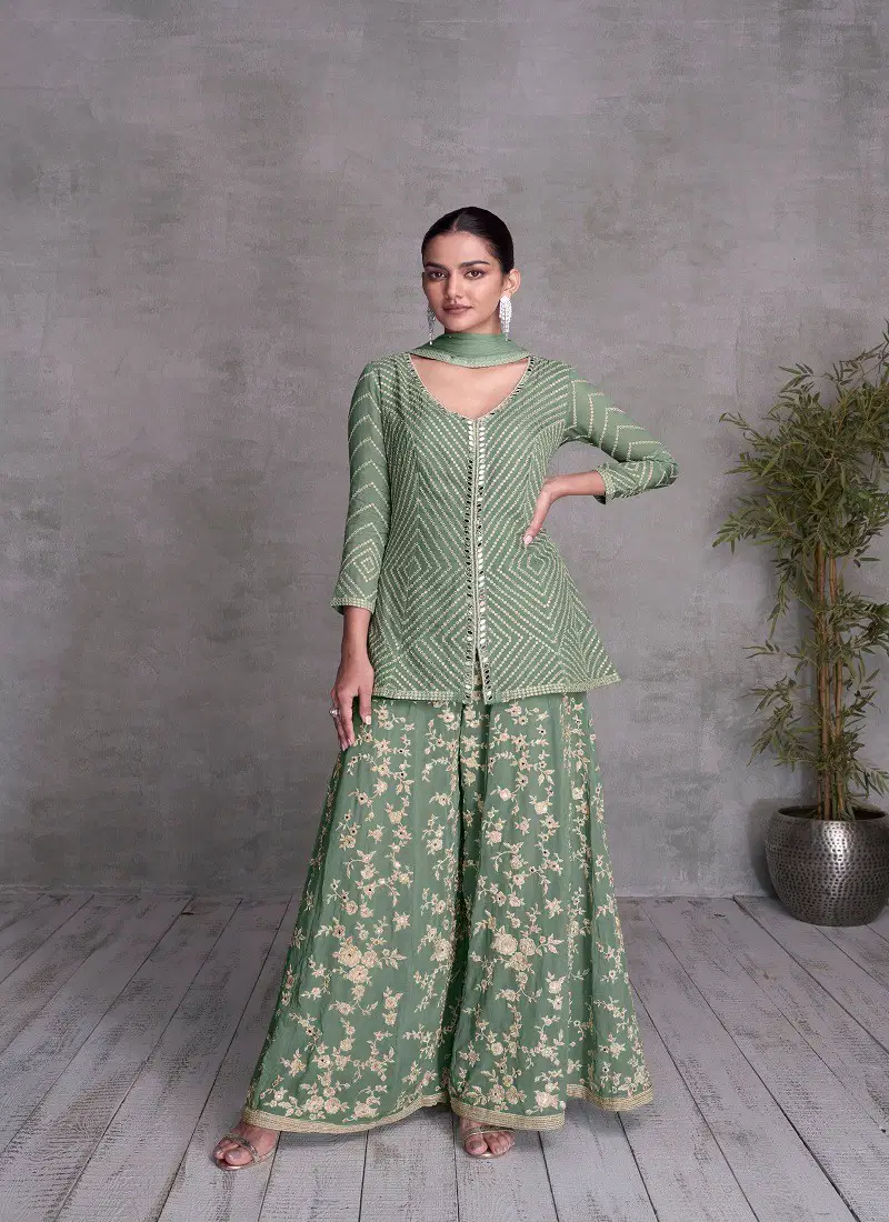 Sea Green Colour Queen By Gulkayra Real Chinon Readymade Suits Wholesale Online 7434