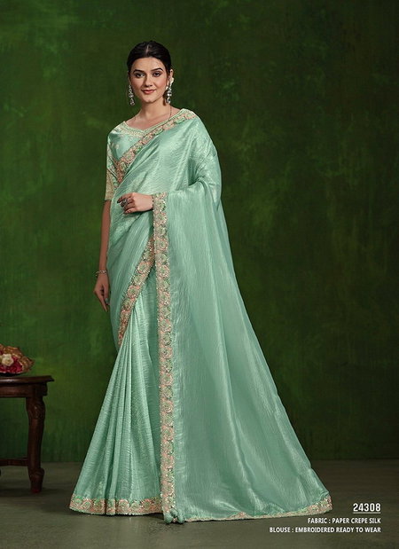 Sea Green Colour Ranjhana Mohmanthan By Mahotsav Designer Wedding Wear Online Saree Wholesale 24308