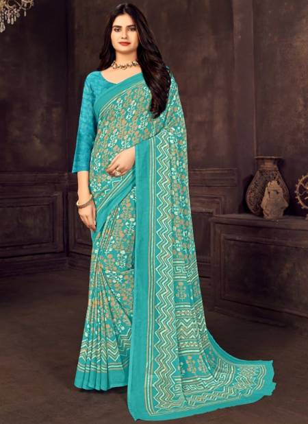 Sea Green Colour Ruchi Star Chiffon 73 Edition Regular Wear Wholesale Printed Sarees 15702-B