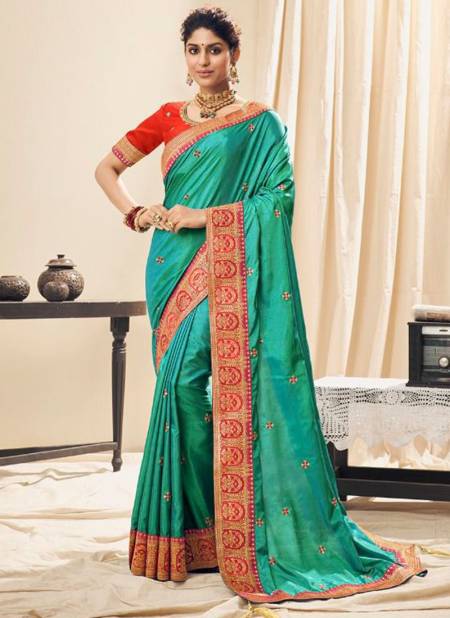 Sea Green Colour Sargam Designer Wholesale Wedding Wear Saree Catalog 3807