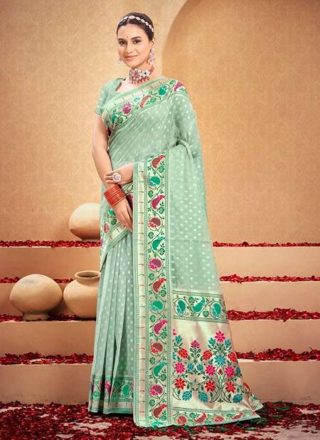 Sea Green Colour Shahi Cotton 1001 TO 1006 Series By Bunawat Cotton Sarees Wholesale Online 1006