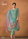 Sea Green Colour Sparkles By Vipul Organza Desginer Salwar Kameez Wholesale Shop In Surat 5863