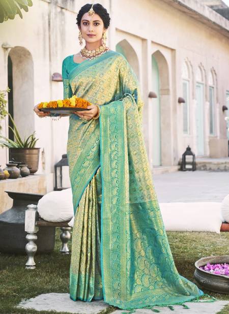 Sea Green Colour Sundari Silk Sangam Exclusive Wear Wholesale Silk Sarees Catalog 1002
