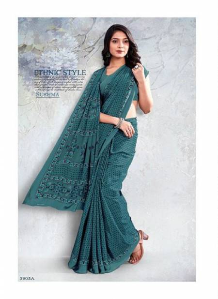 Sea Green Colour Sushma Set 39 Daily Wear Saree Catalog 3905 A