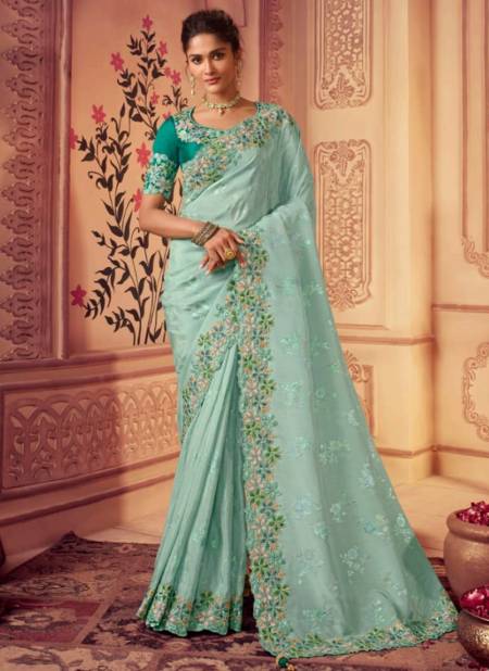 Sea Green Colour Suvarna By Sulakshmi 8001 To 8009 Wedding Wear Sarees Catalog 8007