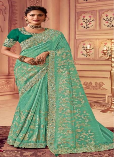 Sea Green Colour Suvarna By Sulakshmi Wedding Saree Catalog 8008 B Catalog