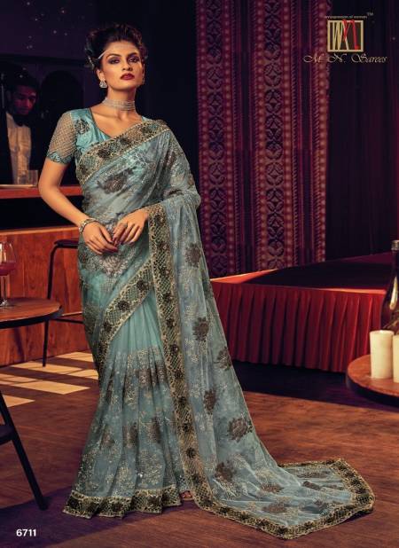 Sea Green Colour Swarovski Vol 6 By Mn Digital Net Designer Party Wear Saree Suppliers In India 6711