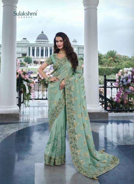 Sea Green Colour The Wedding Saga By Sulakshmi Tissue Silk Saree Wholesale Shop In Surat 8406