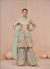 Sea Green Colour Vanshika By Gulkayra Chinon Printed Sharara Readymade Suits Wholesalers In Delhi 7472 C