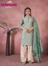 Sea Green Colour Vantara Vol 1 By Seamore Art Silk Embroidery Kurti With Bottom Dupatta Wholesale Online 80001