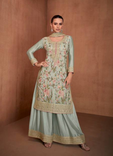 Sea Green Colour Vanya By Gulkayra Real Chinon Designer Readymade Suits Wholesale Price In Surat 7478-A