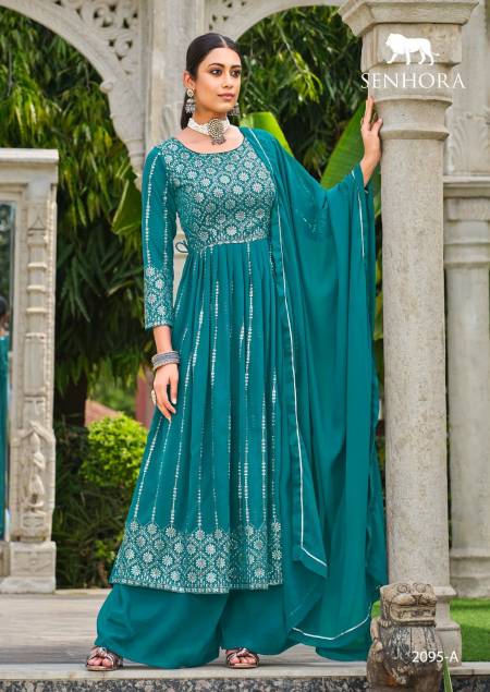 Sea Green Colour Vedika By Senhora Sharara Wedding Salwar Suit Catalog 2095-A