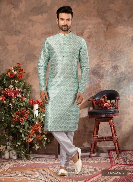 Sea Green Colour Vol 10 Wedding Wear Mens Kurta Pajama Orders In India 2073