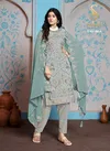 Sea Green Colour Zaira By Sabah Faux Georgette Dress Material Wholesalers In Delhi 1061-A