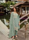 Sea Green Colour Zaira By Zaveri Chiffon Embroidery Kurti With Bottom Dupatta Exporters In India 1352