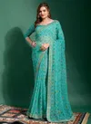 Sea Green Fancy Wear Wholesale Georgette Sarees 4296