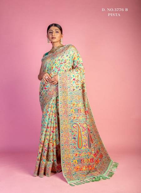 Sea Green Multi Colour Aardhya Vol 8 By Manjula Handloom Weaving Kashmiri Pashmina Printed Sarees Wholesale Online 3776 B