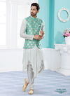 Sea Green Vol 15 Party Wear Mens Modi Jacket Kurta Pajama Online Wholesale 1263